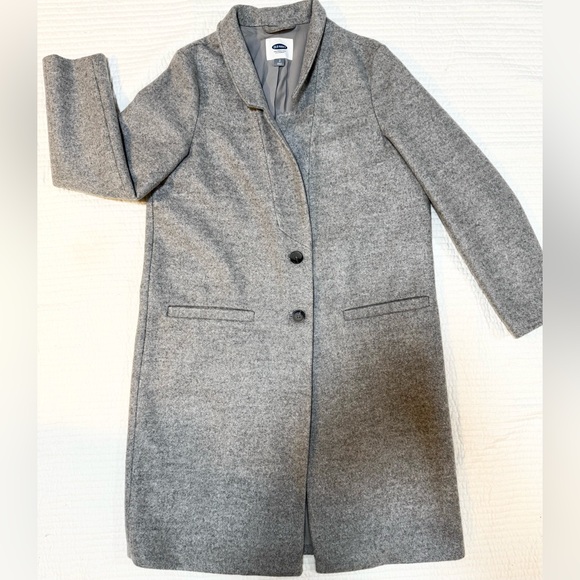 OLD NAVY, “Long Wool Relax Car Coat” WM’S SZ-L Wool, “Grey” - Picture 5 of 14